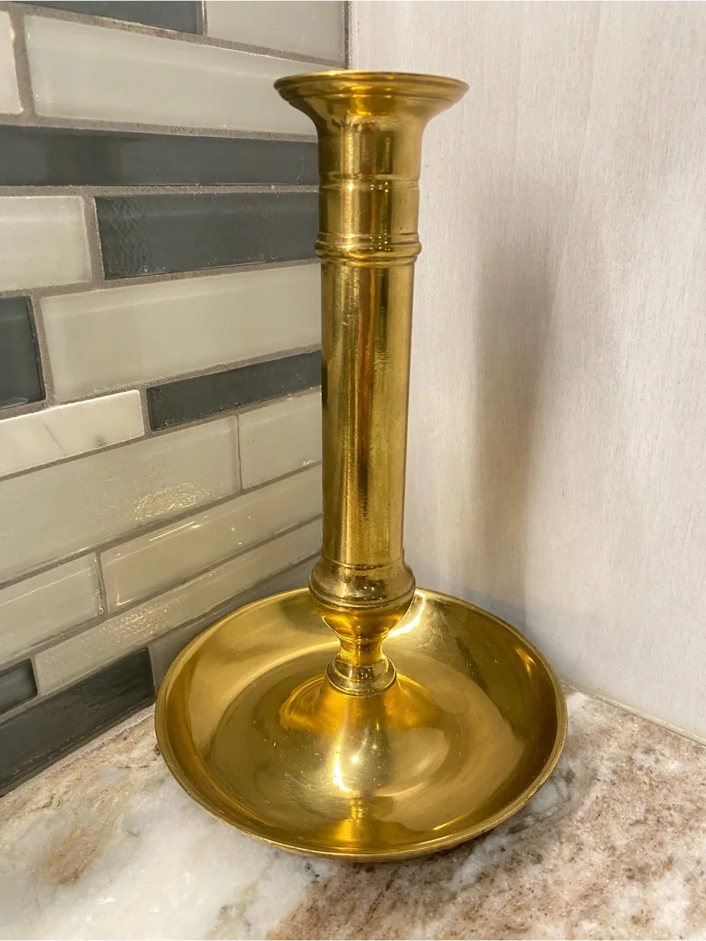 Antique Brass Push Up Ejector Candlestick Vintage Chamberstick Holder